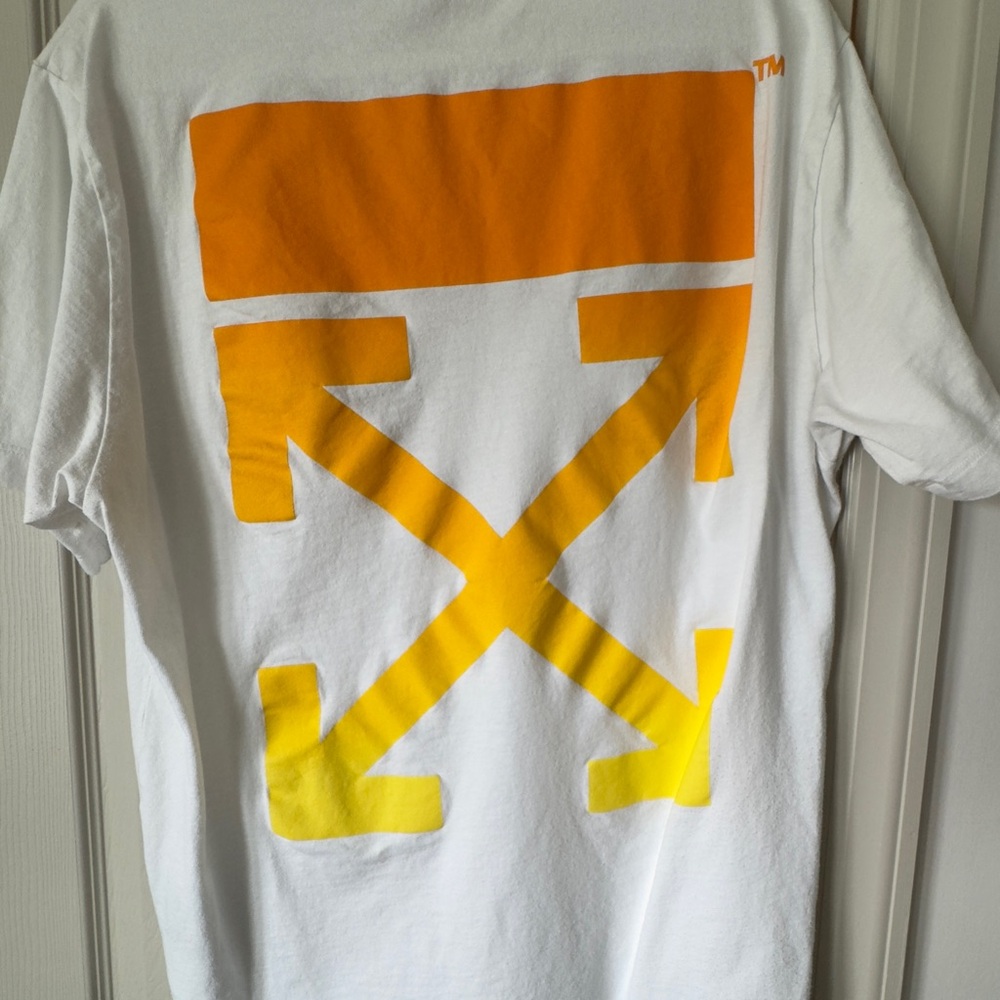 Authentic Off - White T-Shirt with Orange and Yellow gradient arrow Graphic